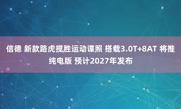 信德 新款路虎揽胜运动谍照 搭载3.0T+8AT 将推纯电版 预计2027年发布